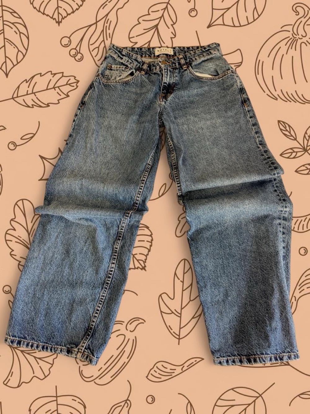Motel Rocks Low Rise Parallel Jeans - Vintage Blue Wash (W26 L32)
